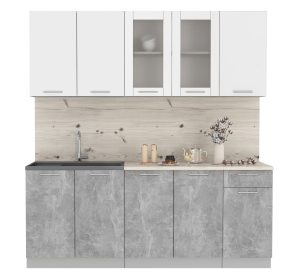 ГОТОВАЯ КУХНЯ МИЛА 2,0 (БЕЛЫЙ/ БЕТОН)