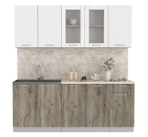 ГОТОВАЯ КУХНЯ МИЛА 2,0 (БЕЛЫЙ/ ДУБ СЕРЫЙ)