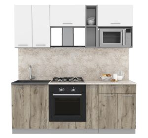 ГОТОВАЯ КУХНЯ МИЛА 2,0 ВТ (БЕЛЫЙ/ ДУБ СЕРЫЙ)