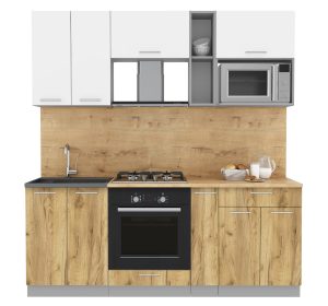 ГОТОВАЯ КУХНЯ МИЛА 2,0 ВТ (БЕЛЫЙ/ ДУБ ЗОЛОТОЙ)