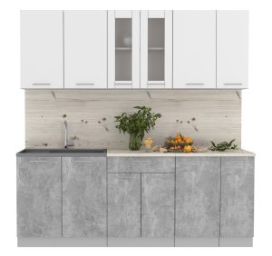 ГОТОВАЯ КУХНЯ МИЛА 2,1 (БЕЛЫЙ/ БЕТОН)