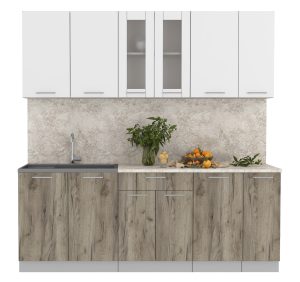 ГОТОВАЯ КУХНЯ МИЛА 2,1 (БЕЛЫЙ/ ДУБ СЕРЫЙ)