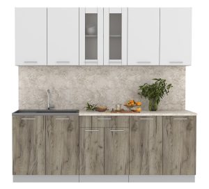 ГОТОВАЯ КУХНЯ МИЛА 2,2 (БЕЛЫЙ/ ДУБ СЕРЫЙ)