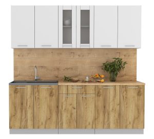 ГОТОВАЯ КУХНЯ МИЛА 2,2 (БЕЛЫЙ/ ДУБ ЗОЛОТОЙ)