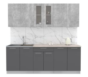 ГОТОВАЯ КУХНЯ МИЛА 2,2 (БЕТОН/ АНТРАЦИТ)