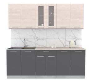 ГОТОВАЯ КУХНЯ МИЛА 2,2 (ВУДЛАЙН КРЕМОВЫЙ/ АНТРАЦИТ)