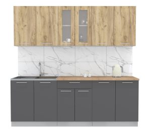 ГОТОВАЯ КУХНЯ МИЛА 2,2 (ДУБ ЗОЛОТОЙ/ АНТРАЦИТ)