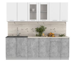 ГОТОВАЯ КУХНЯ МИЛА 2,3 (БЕЛЫЙ/ БЕТОН)