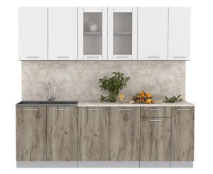 ГОТОВАЯ КУХНЯ МИЛА 2,3 (БЕЛЫЙ/ ДУБ СЕРЫЙ)