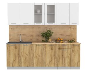 ГОТОВАЯ КУХНЯ МИЛА 2,3 (БЕЛЫЙ/ ДУБ ЗОЛОТОЙ)