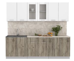 ГОТОВАЯ КУХНЯ МИЛА 2,4 (БЕЛЫЙ/ ДУБ СЕРЫЙ)