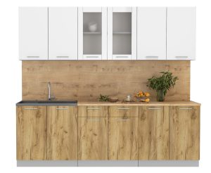 ГОТОВАЯ КУХНЯ МИЛА 2,4 (БЕЛЫЙ/ ДУБ ЗОЛОТОЙ)