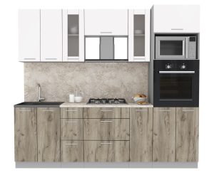 ГОТОВАЯ КУХНЯ МИЛА 2,4 ВТ (БЕЛЫЙ/ ДУБ СЕРЫЙ)