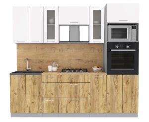 ГОТОВАЯ КУХНЯ МИЛА 2,4 ВТ (БЕЛЫЙ/ ДУБ ЗОЛОТОЙ)