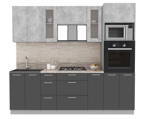 ГОТОВАЯ КУХНЯ МИЛА 2,4 ВТ (БЕТОН/ АНТРАЦИТ)