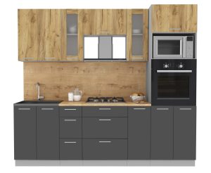 ГОТОВАЯ КУХНЯ МИЛА 2,4 ВТ (ДУБ ЗОЛОТОЙ/ АНТРАЦИТ)