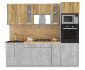 ГОТОВАЯ КУХНЯ МИЛА 2,4 ВТ (ДУБ ЗОЛОТОЙ/ БЕТОН)