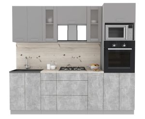 ГОТОВАЯ КУХНЯ МИЛА 2,4 ВТ (СЕРЕБРО/ БЕТОН)