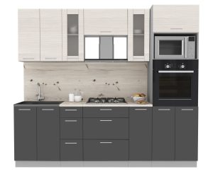 ГОТОВАЯ КУХНЯ МИЛА 2,4 ВТ (ВУДЛАЙН КРЕМОВЫЙ/ АНТРАЦИТ)