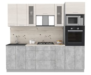 ГОТОВАЯ КУХНЯ МИЛА 2,4 ВТ (ВУДЛАЙН КРЕМОВЫЙ/ БЕТОН)