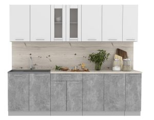 ГОТОВАЯ КУХНЯ МИЛА 2,5 (БЕЛЫЙ/ БЕТОН)