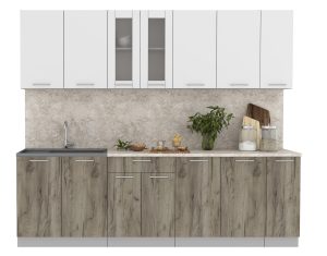 ГОТОВАЯ КУХНЯ МИЛА 2,5 (БЕЛЫЙ/ ДУБ СЕРЫЙ)