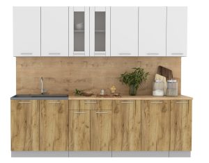 ГОТОВАЯ КУХНЯ МИЛА 2,5 (БЕЛЫЙ/ ДУБ ЗОЛОТОЙ)