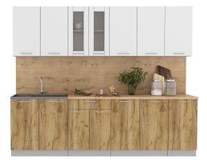 ГОТОВАЯ КУХНЯ МИЛА 2,6 (БЕЛЫЙ/ ДУБ ЗОЛОТОЙ)