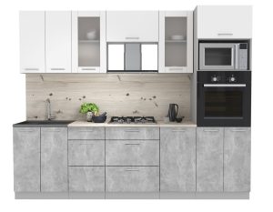 ГОТОВАЯ КУХНЯ МИЛА 2,6 ВТ (БЕЛЫЙ/ БЕТОН)