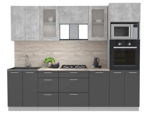 ГОТОВАЯ КУХНЯ МИЛА 2,6 ВТ (БЕТОН/ АНТРАЦИТ)