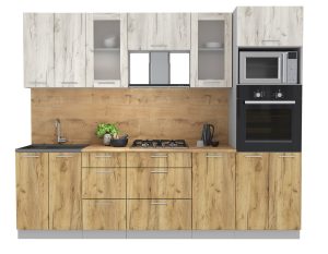 ГОТОВАЯ КУХНЯ МИЛА 2,6 ВТ (ДУБ БЕЛЫЙ/ ДУБ ЗОЛОТОЙ)