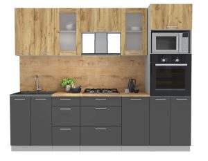 ГОТОВАЯ КУХНЯ МИЛА 2,6 ВТ (ДУБ ЗОЛОТОЙ/ АНТРАЦИТ)