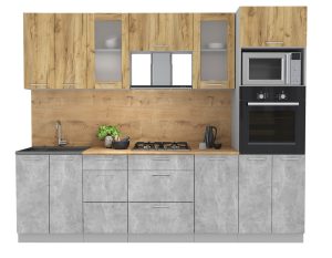 ГОТОВАЯ КУХНЯ МИЛА 2,6 ВТ (ДУБ ЗОЛОТОЙ/ БЕТОН)