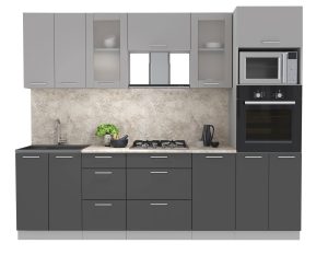 ГОТОВАЯ КУХНЯ МИЛА 2,6 ВТ (СЕРЕБРО/ АНТРАЦИТ)