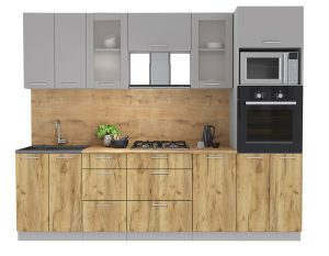 ГОТОВАЯ КУХНЯ МИЛА 2,6 ВТ (СЕРЕБРО/ ДУБ ЗОЛОТОЙ)