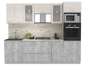 ГОТОВАЯ КУХНЯ МИЛА 2,6 ВТ (ВУДЛАЙН КРЕМОВЫЙ/ БЕТОН)