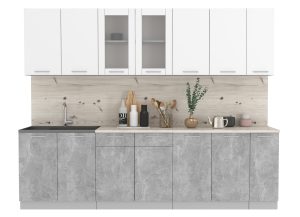 ГОТОВАЯ КУХНЯ МИЛА 2,7 (БЕЛЫЙ/ БЕТОН)