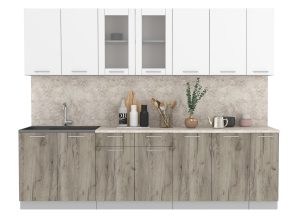 ГОТОВАЯ КУХНЯ МИЛА 2,7 (БЕЛЫЙ/ ДУБ СЕРЫЙ)