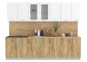 ГОТОВАЯ КУХНЯ МИЛА 2,7 (БЕЛЫЙ/ ДУБ ЗОЛОТОЙ)