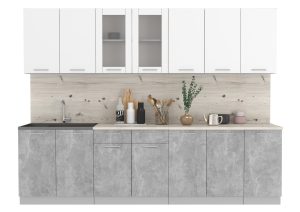 ГОТОВАЯ КУХНЯ МИЛА 2,8 (БЕЛЫЙ/ БЕТОН)