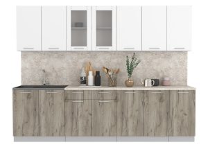 ГОТОВАЯ КУХНЯ МИЛА 2,8 (БЕЛЫЙ/ ДУБ СЕРЫЙ)