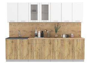 ГОТОВАЯ КУХНЯ МИЛА 2,8 (БЕЛЫЙ/ ДУБ ЗОЛОТОЙ)