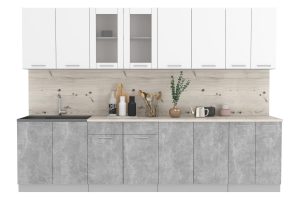 ГОТОВАЯ КУХНЯ МИЛА 3,0 (БЕЛЫЙ/ БЕТОН)