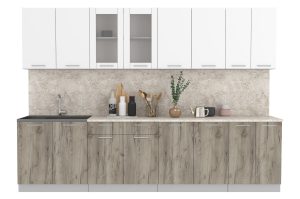 ГОТОВАЯ КУХНЯ МИЛА 3,0 (БЕЛЫЙ/ ДУБ СЕРЫЙ)