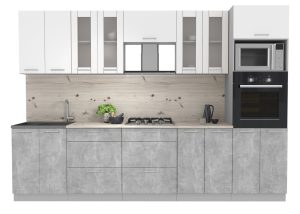 ГОТОВАЯ КУХНЯ МИЛА 3,0 ВТ (БЕЛЫЙ/ БЕТОН)