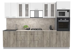 ГОТОВАЯ КУХНЯ МИЛА 3,0 ВТ (БЕЛЫЙ/ ДУБ СЕРЫЙ)