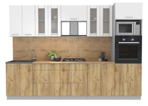 ГОТОВАЯ КУХНЯ МИЛА 3,0 ВТ (БЕЛЫЙ/ ДУБ ЗОЛОТОЙ)