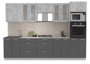 ГОТОВАЯ КУХНЯ МИЛА 3,0 ВТ (БЕТОН/ АНТРАЦИТ)