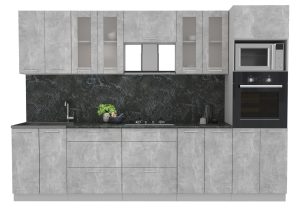 ГОТОВАЯ КУХНЯ МИЛА 3,0 ВТ (БЕТОН/ БЕТОН)