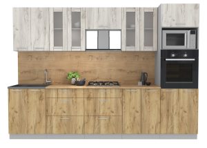 ГОТОВАЯ КУХНЯ МИЛА 3,0 ВТ (ДУБ БЕЛЫЙ/ ДУБ ЗОЛОТОЙ)